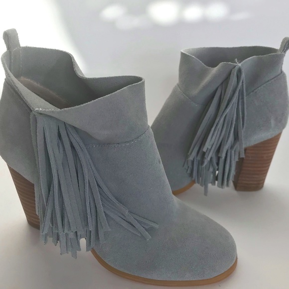 Crown Randi Booties Fringe Heel Ankle Suede WMS 6